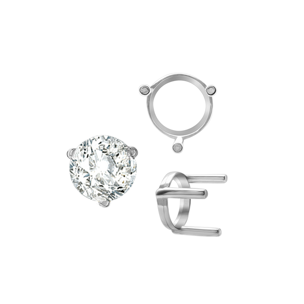 Three Prong Round Single Base Settings in 14K Gold (2.00 mm - 8.00 mm)