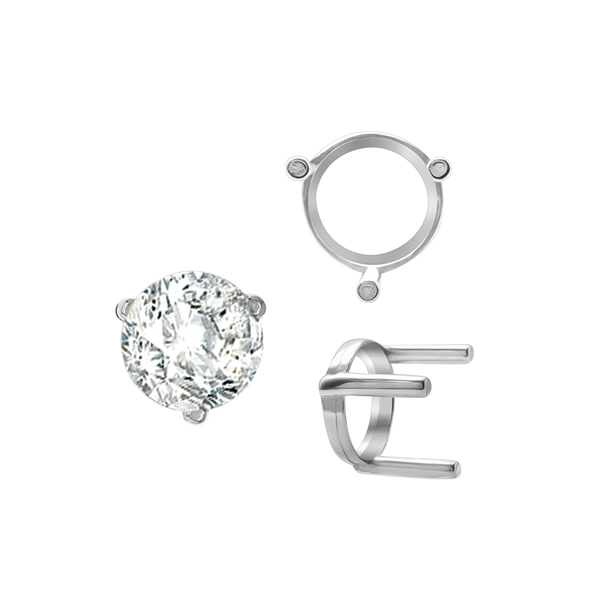 Three Prong Round Single Base Settings in Sterling Silver (2.00 mm - 8.00 mm)