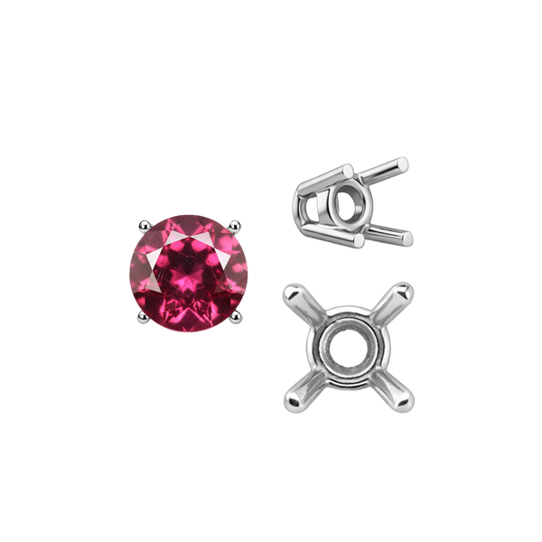 Four Prong Round Wire Basket Settings in 18K Gold (2.00 mm - 11.00 mm)