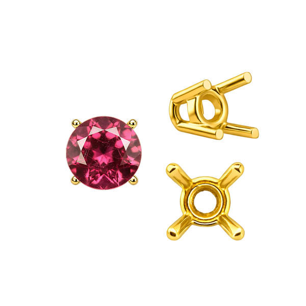 Four Prong Round Wire Basket Settings in 18K Gold (2.00 mm - 11.00 mm)