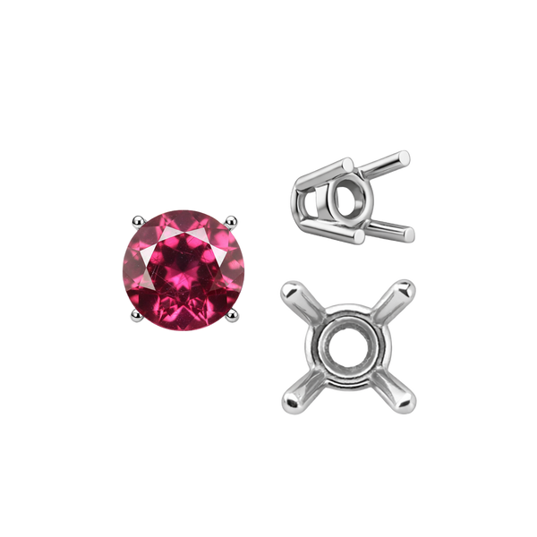 Four Prong Round Wire Basket Settings in 18K Gold (2.00 mm - 11.00 mm)