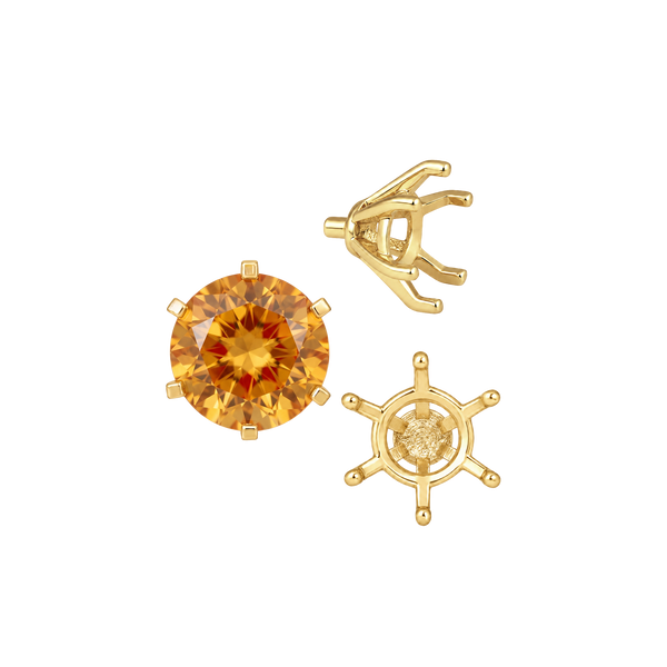 Round Six Prong Heavy Settings in 14K Gold (4.00 mm - 9.50 mm)