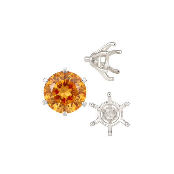 Round Six Prong Heavy Settings in Sterling Silver (4.00 mm - 9.50 mm)