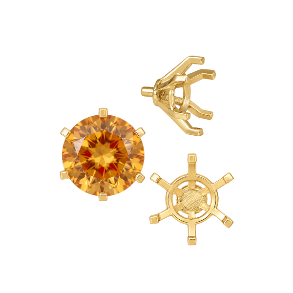 Round Six Prong Heavy Settings in 14K Gold (4.00 mm - 9.50 mm)