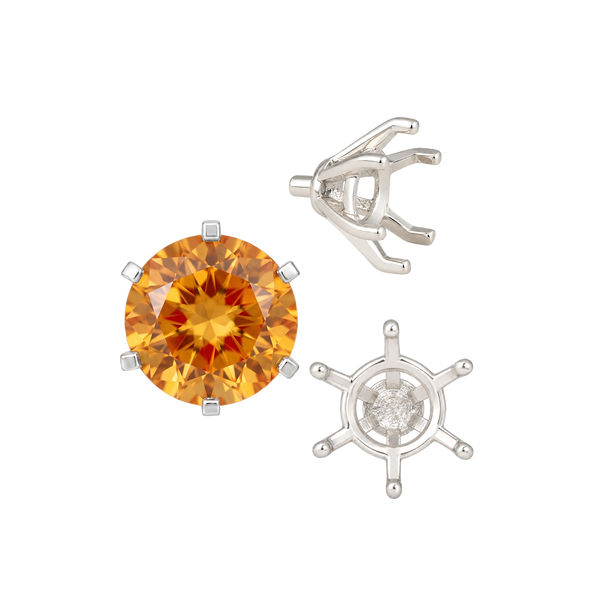 Round Six Prong Heavy Settings in Sterling Silver (4.00 mm - 9.50 mm)