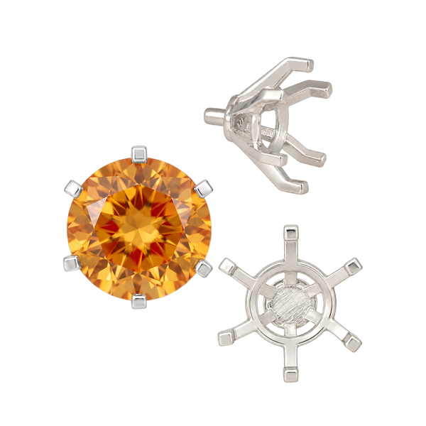 Round Six Prong Heavy Settings in 14K Gold (4.00 mm - 9.50 mm)