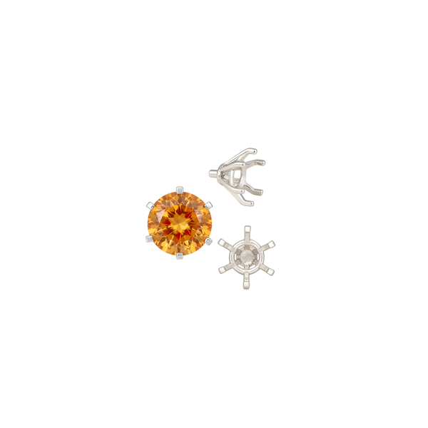 Round Six Prong Heavy Settings in 14K Gold (4.00 mm - 9.50 mm)