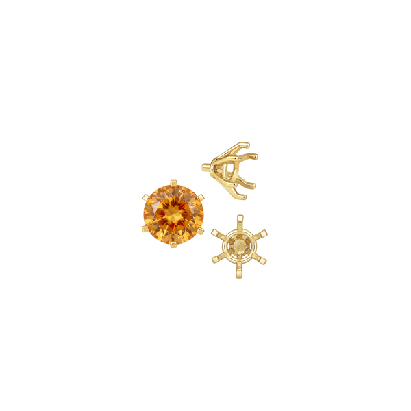 Round Six Prong Heavy Settings in 14K Gold (4.00 mm - 9.50 mm)