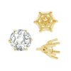 Six Prong Round Filigree Tapered Settings with Peg in 14K Gold (4.00 mm - 8.00 mm)