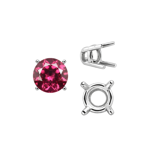 Four Prong Round Wire Basket Settings in Sterling Silver (1.75 mm - 11.00 mm)
