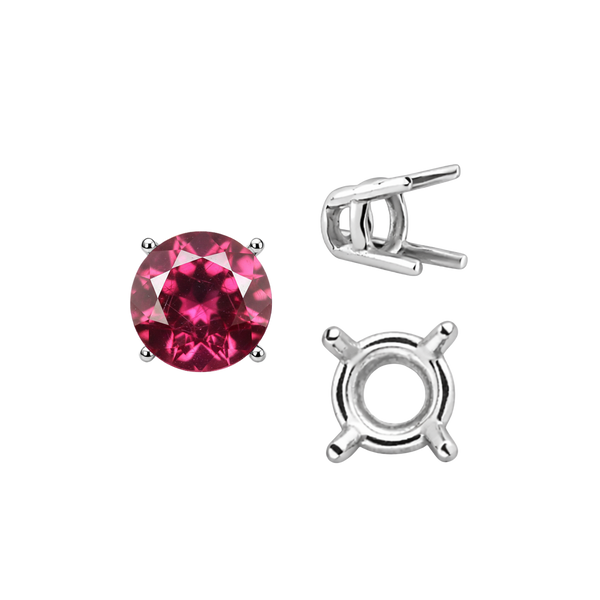 Four Prong Round Wire Basket Settings in 18K Gold (2.00 mm - 11.00 mm)