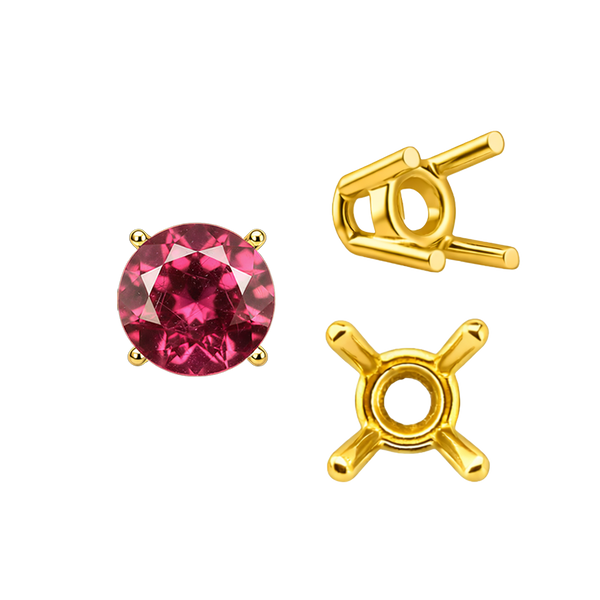 Four Prong Round Wire Basket Settings in 18K Gold (2.00 mm - 11.00 mm)