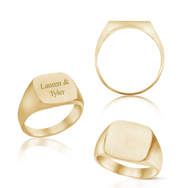 Square Signet Rings in 14K Yellow Gold (10 mm - 18 mm)