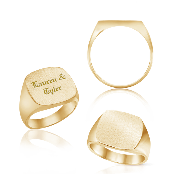 Square Signet Rings in 14K Yellow Gold (10 mm - 18 mm)