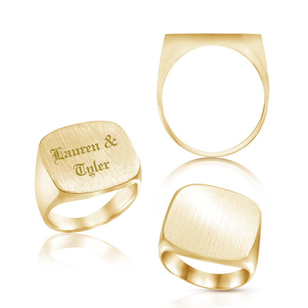 Square Signet Rings in 14K Yellow Gold (10 mm - 18 mm)