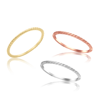 Stackable Ring with Twist Rope Band in 14K Gold