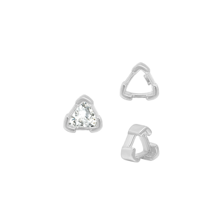 V-End Trillion Shape Single Wire Settings in Sterling Silver (3.00 mm - 10.00 mm)