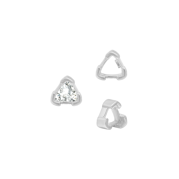 V-End Trillion Shape Single Wire Settings in Sterling Silver (3.00 mm - 10.00 mm)