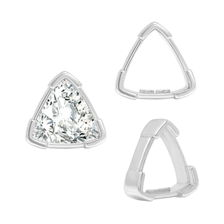 V-End Trillion Shape Single Wire Settings in Sterling Silver (3.00 mm - 10.00 mm)