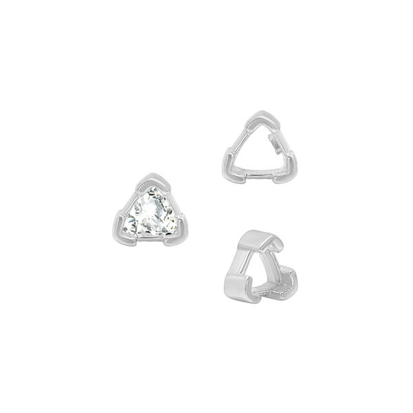 V-End Trillion Shape Single Wire Settings in Sterling Silver (3.00 mm - 10.00 mm)
