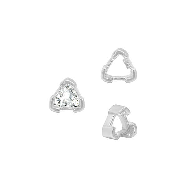V-End Trillion Shape Single Wire Settings in Sterling Silver (3.00 mm - 10.00 mm)