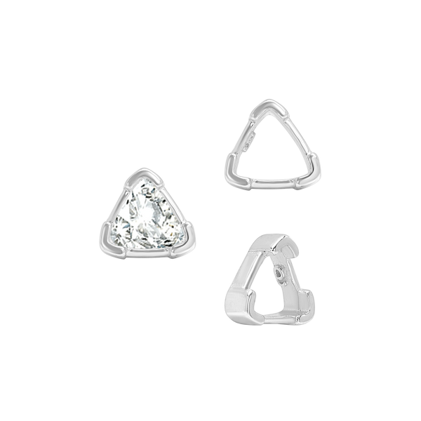 V-End Trillion Shape Single Wire Settings in Sterling Silver (3.00 mm - 10.00 mm)