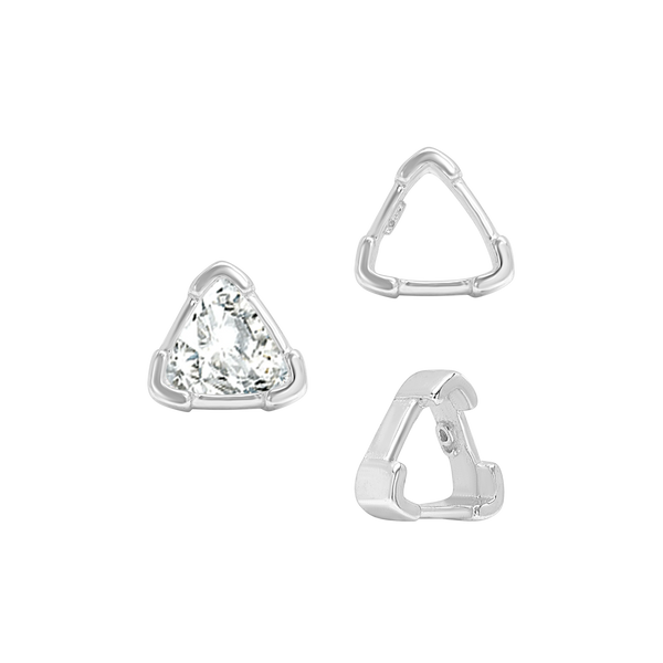 V-End Trillion Shape Single Wire Settings in Sterling Silver (3.00 mm - 10.00 mm)