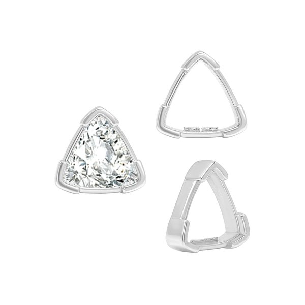 V-End Trillion Shape Single Wire Settings in Sterling Silver (3.00 mm - 10.00 mm)