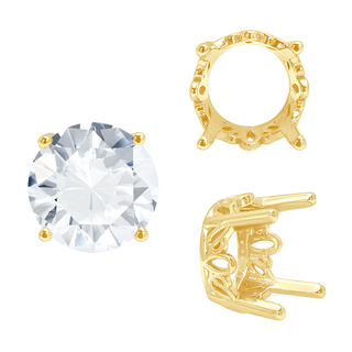 Four Prong Round Filigree Settings in 14K Gold (3.00 mm - 22.00 mm)