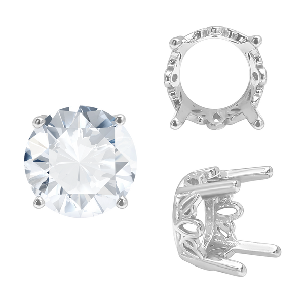 Four Prong Round Filigree Settings in 14K Gold (3.00 mm - 22.00 mm)