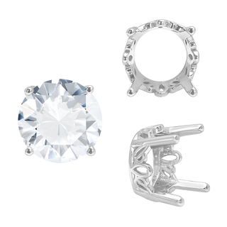 Four Prong Round Filigree Settings in Sterling Silver (3.00 mm - 22.00 mm)
