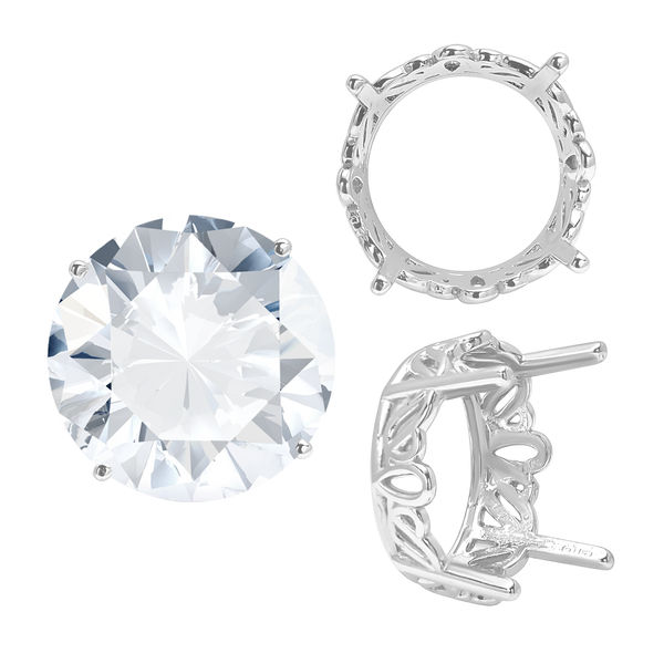 Four Prong Round Filigree Settings in Sterling Silver (3.00 mm - 22.00 mm)