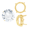 Four Prong Round Filigree Settings in 14K Gold (3.00 mm - 22.00 mm)