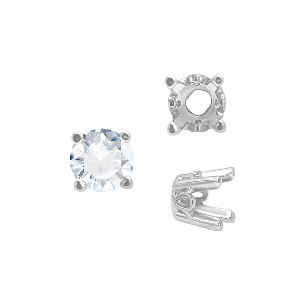 Four Prong Round Filigree Settings in 14K Gold (3.00 mm - 22.00 mm)