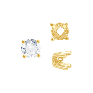 Four Prong Round Filigree Settings in 14K Gold (3.00 mm - 22.00 mm)