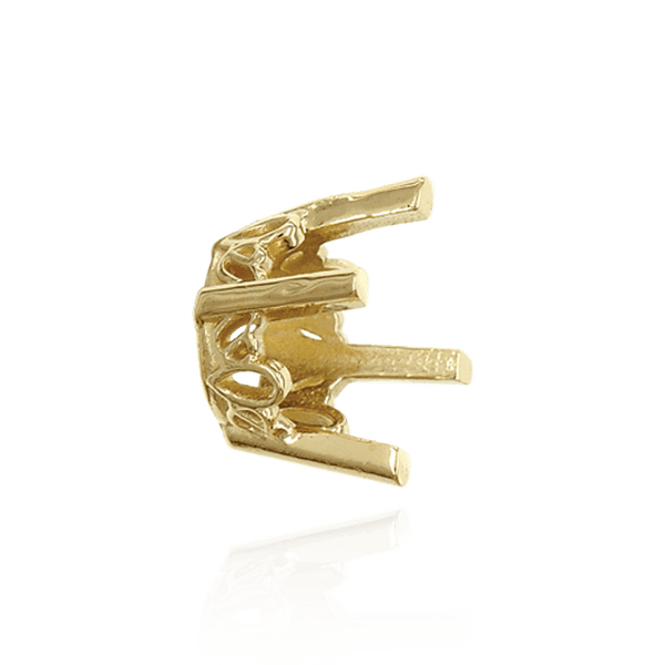 Four Prong Round Filigree Settings in 14K Gold (3.00 mm - 22.00 mm)