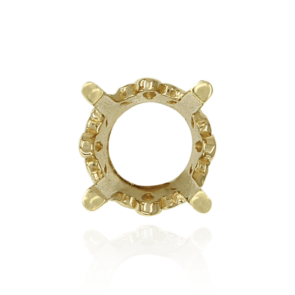 Four Prong Round Filigree Settings in 14K Gold (3.00 mm - 22.00 mm)