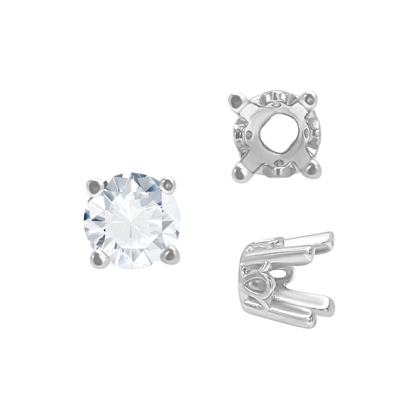 Four Prong Round Filigree Settings in 14K Gold (3.00 mm - 22.00 mm)