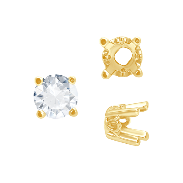 Four Prong Round Filigree Settings in 14K Gold (3.00 mm - 22.00 mm)