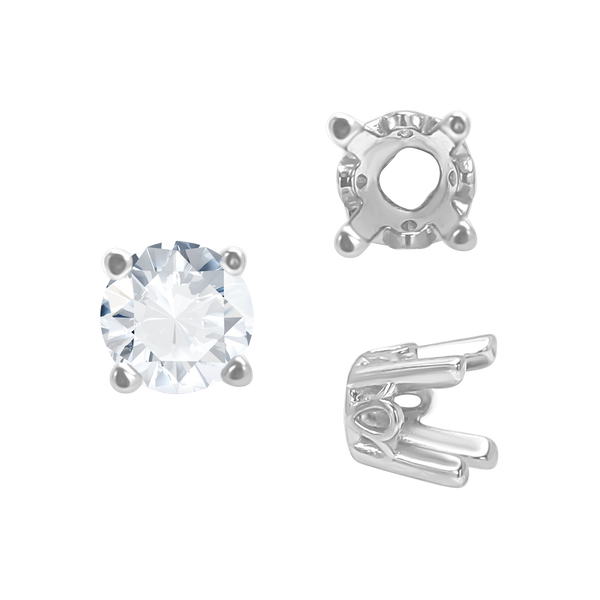 Four Prong Round Filigree Settings in Sterling Silver (3.00 mm - 22.00 mm)