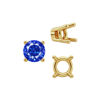 Four Prong Round Heavy Tapered Wire Basket Settings in 14K Gold (4.00 mm - 10.00 mm)