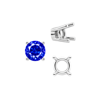 Four Prong Round Heavy Tapered Wire Basket Settings in Sterling Silver (4.00 mm - 10.00 mm)