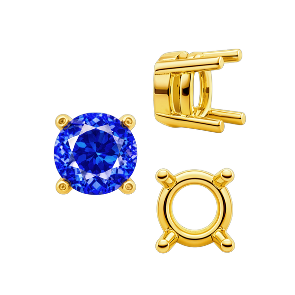 Four Prong Round Heavy Tapered Wire Basket Settings in 14K Gold (4.00 mm - 10.00 mm)