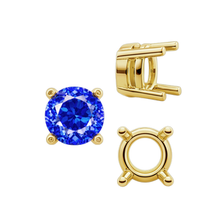 Four Prong Round Heavy Tapered Wire Basket Settings in 14K Gold (4.00 mm - 10.00 mm)