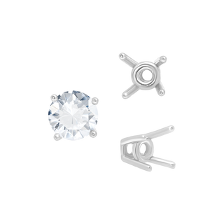 Four Prong Round High Tapered Wire Basket Settings in Sterling Silver (4.50 mm - 12.00 mm)