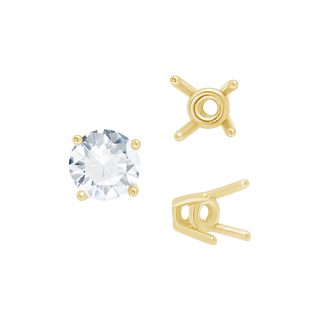 Four Prong Round High Tapered Wire Basket Settings in 18K Gold (4.50 mm - 12.00 mm)