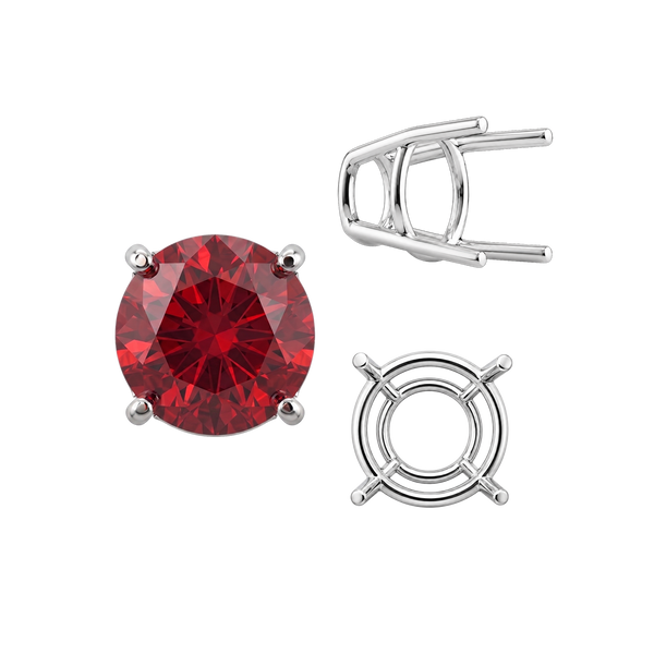 Four Prong Round High Tapered Wire Basket Settings in 14K Gold (4.50 mm - 12.00 mm)