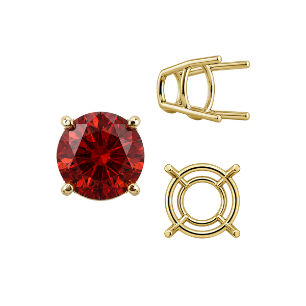 Four Prong Round High Tapered Wire Basket Settings in 14K Gold (4.50 mm - 12.00 mm)