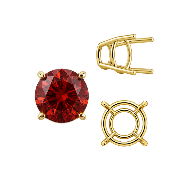 Four Prong Round High Tapered Wire Basket Settings in 14K Gold (4.50 mm - 12.00 mm)