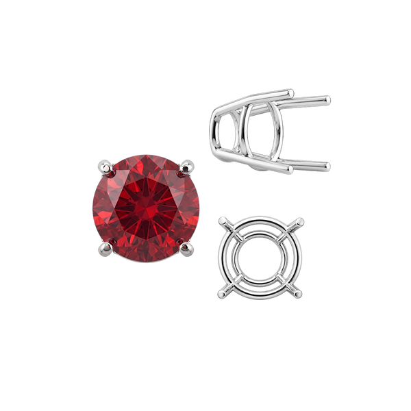 Four Prong Round High Tapered Wire Basket Settings in Sterling Silver (4.50 mm - 15.00 mm)